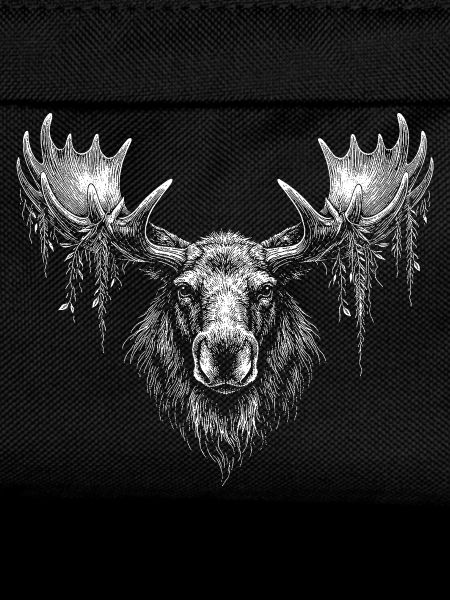 Elk head with moss branches