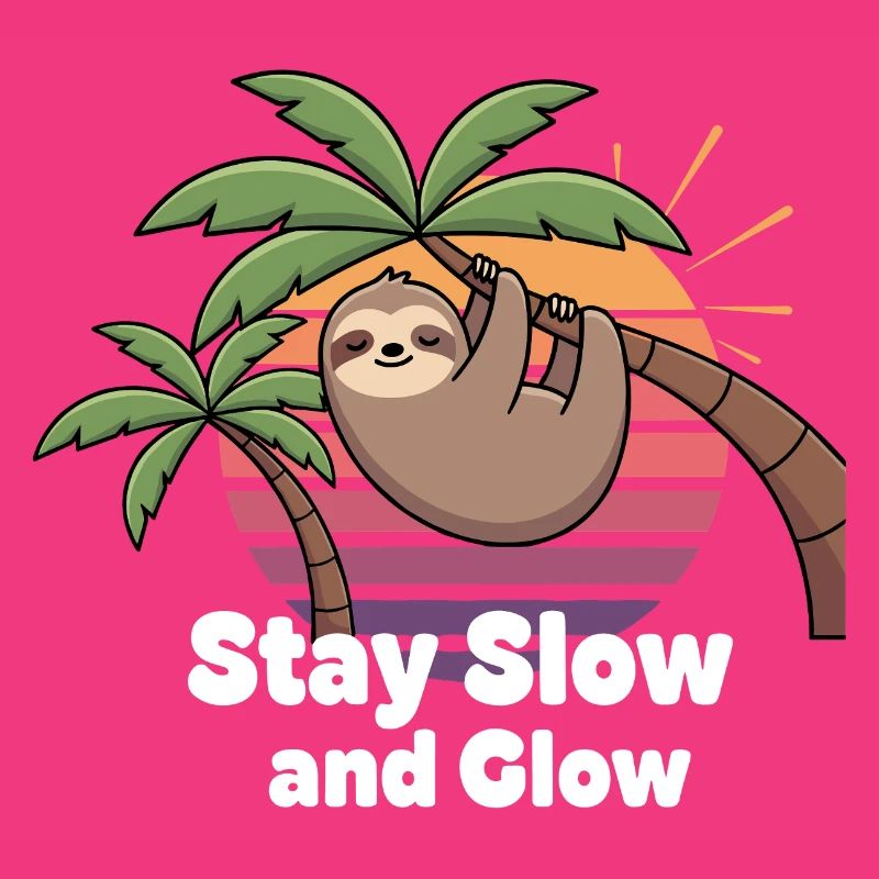 Sloth Sunset Stay Slow and Glow