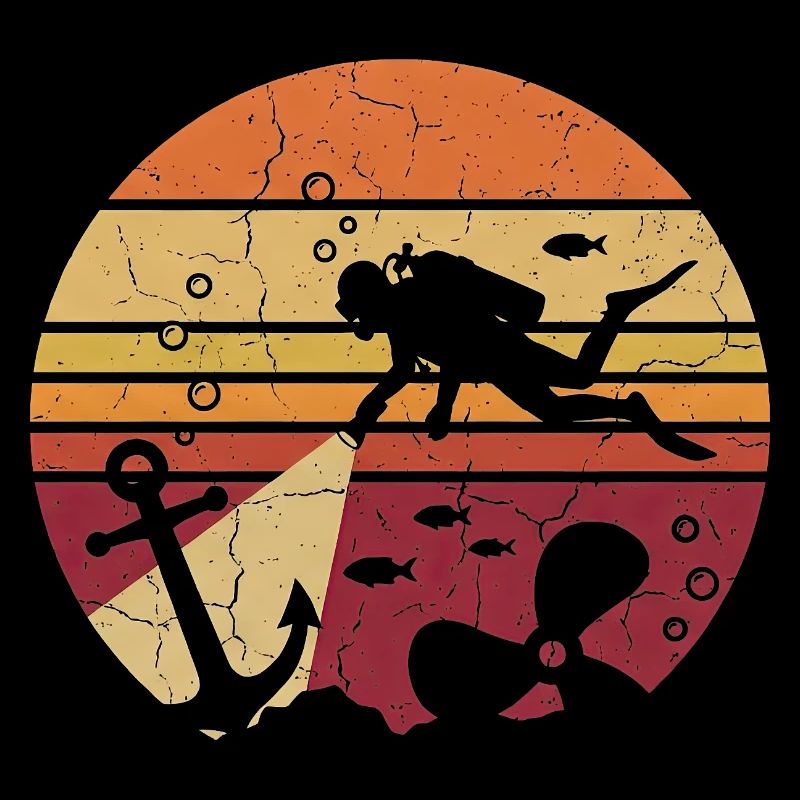 Diver Retro Sunset - Anchor & Wreck