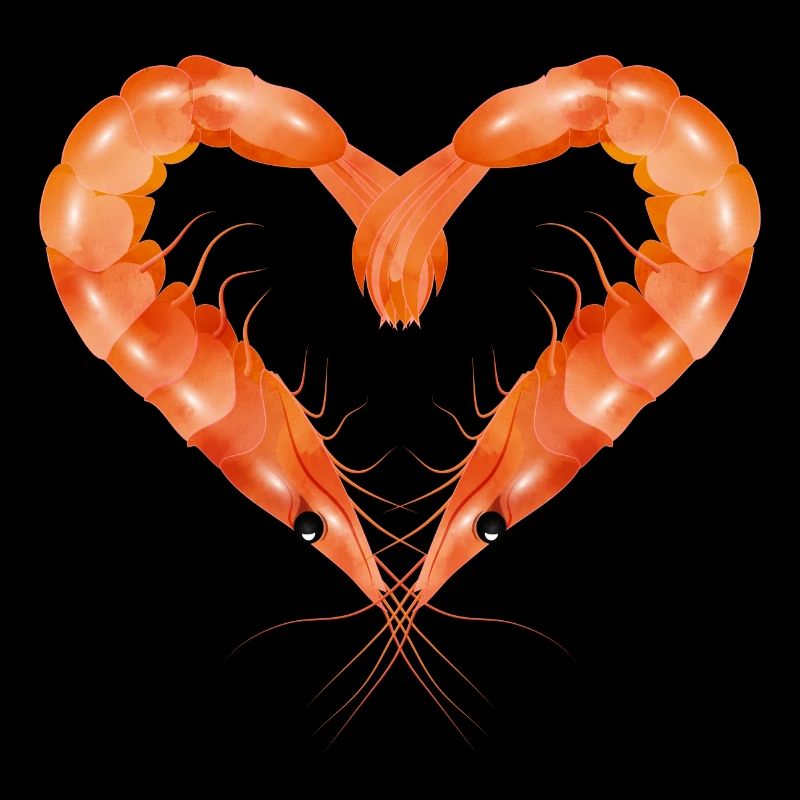 two prawns or shrimps designed in heart shape