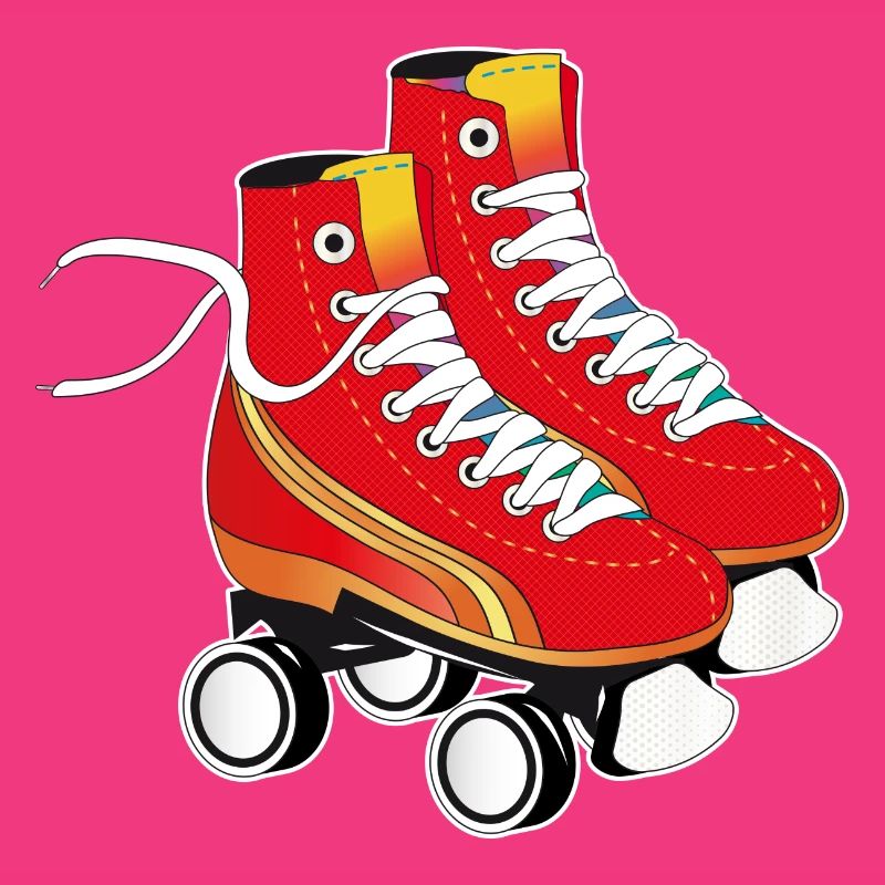 Ein Paar Rollschuhe in auffälligem Rot