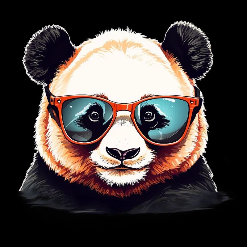 Casual panda head with sunglasses