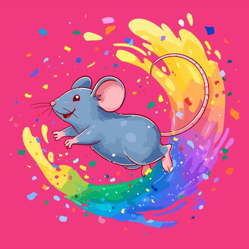 Souris colorée dans un tourbillon de couleurs