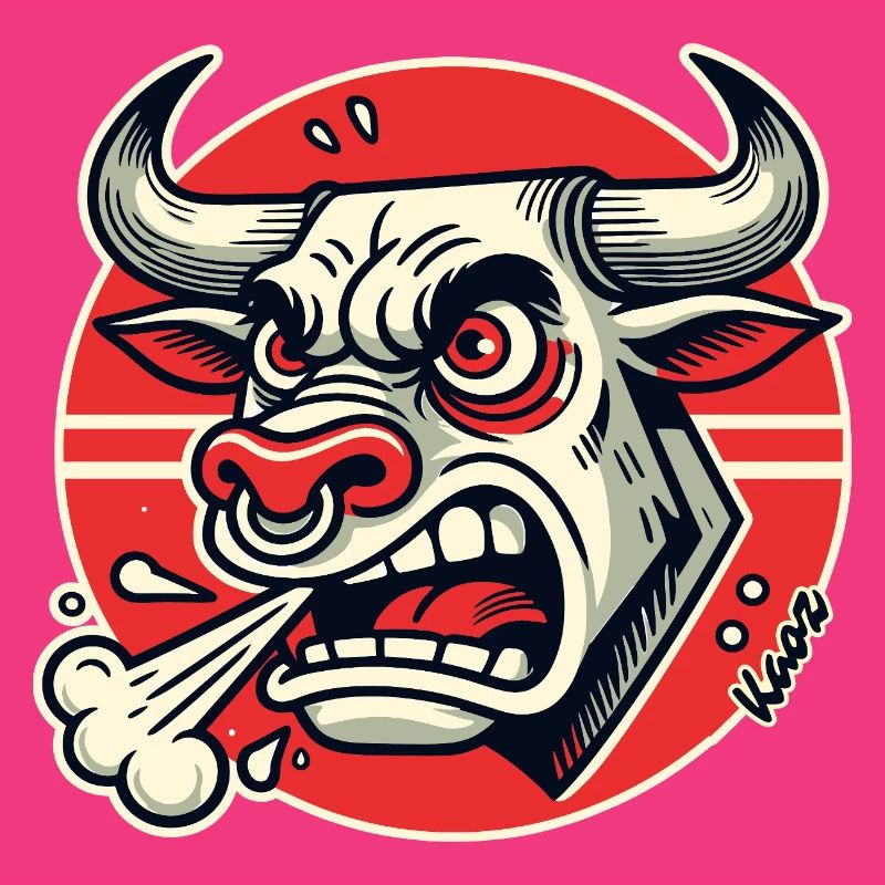 Wütender Bulle Retro-Logo