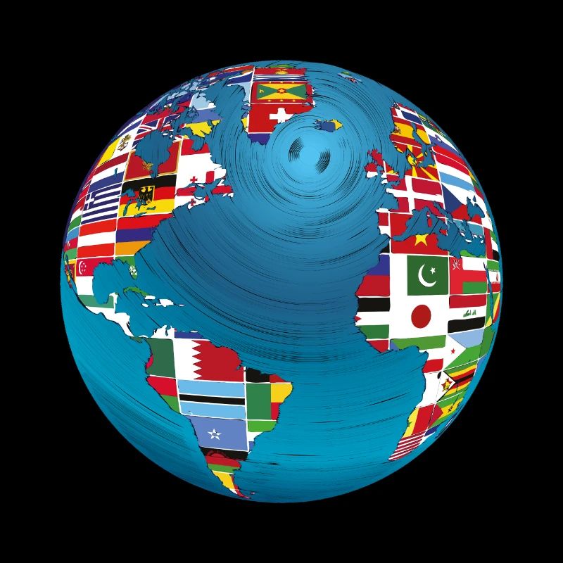 Carte du monde globe terrestre globe pays drapeaux continents