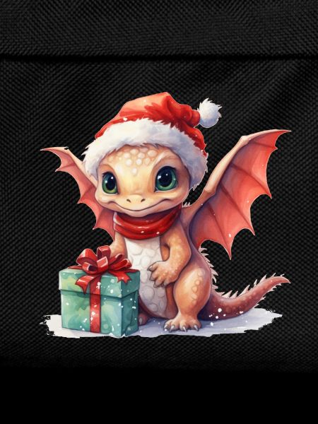Christmas dragon with gift