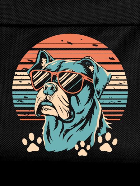Retro Sunset Dog with Sunglasses