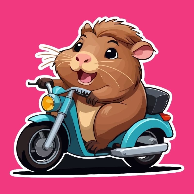 Cochon d’Inde sur cyclomoteur