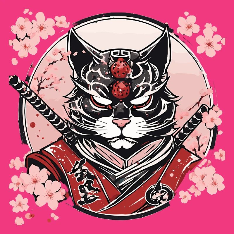 Dämonischer Kawaii Neko Samurai : Katzen-Samurai