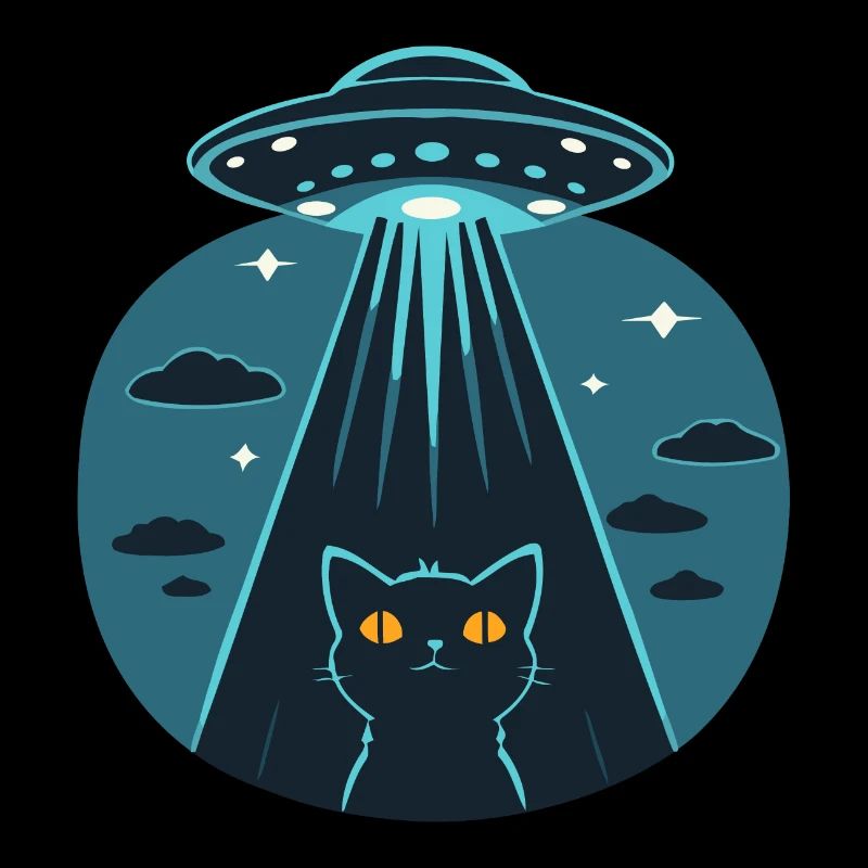 Witziges Ufo, Alien, Katze