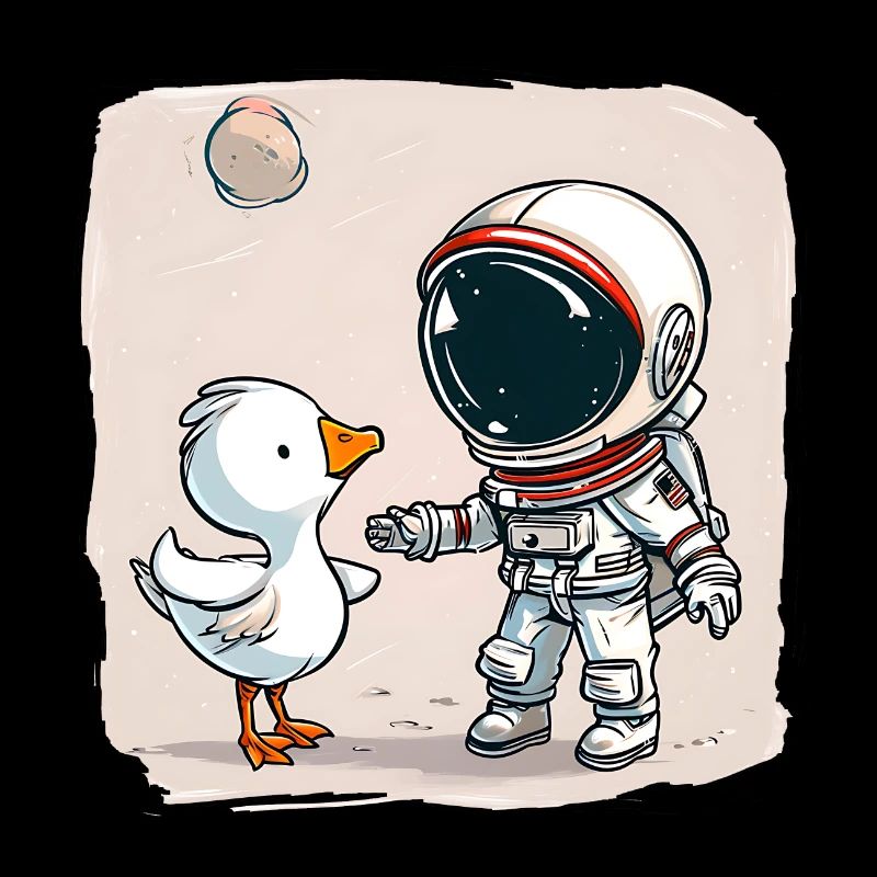 Cute Astronaut and Goose Cartoon Design | Space