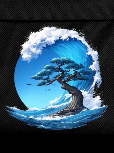 A tree under a wave