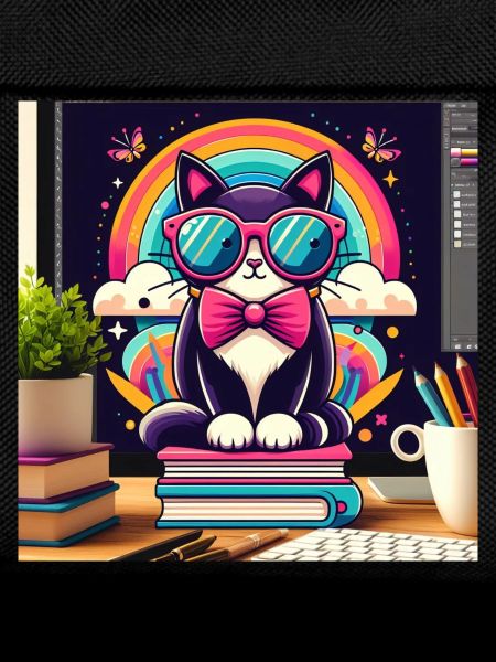 Studious cat with glasses