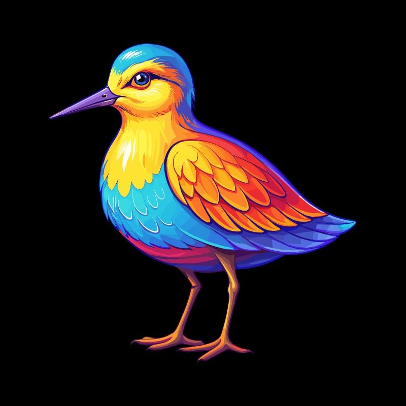 Strandläufer Bunte Kawaii Cartoon Figur Vogel