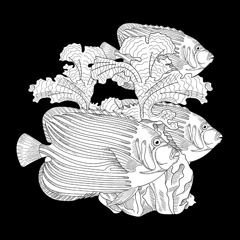 Fish in the Ocean Freedom Black and White Drawing