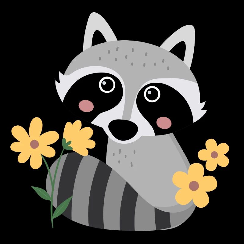 Petit raton laveur avec des fleurs
