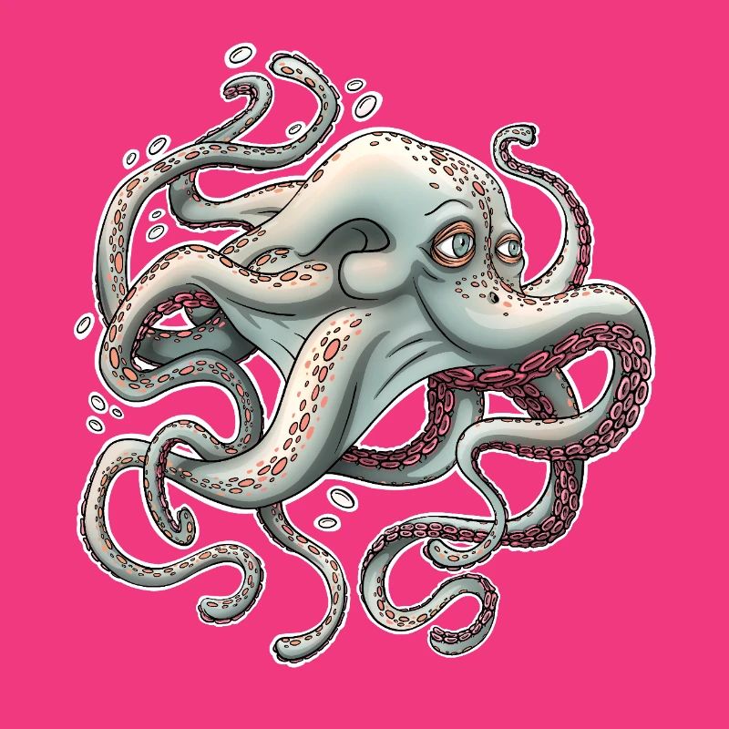 Whimsical Octopus with Dreamy Expression