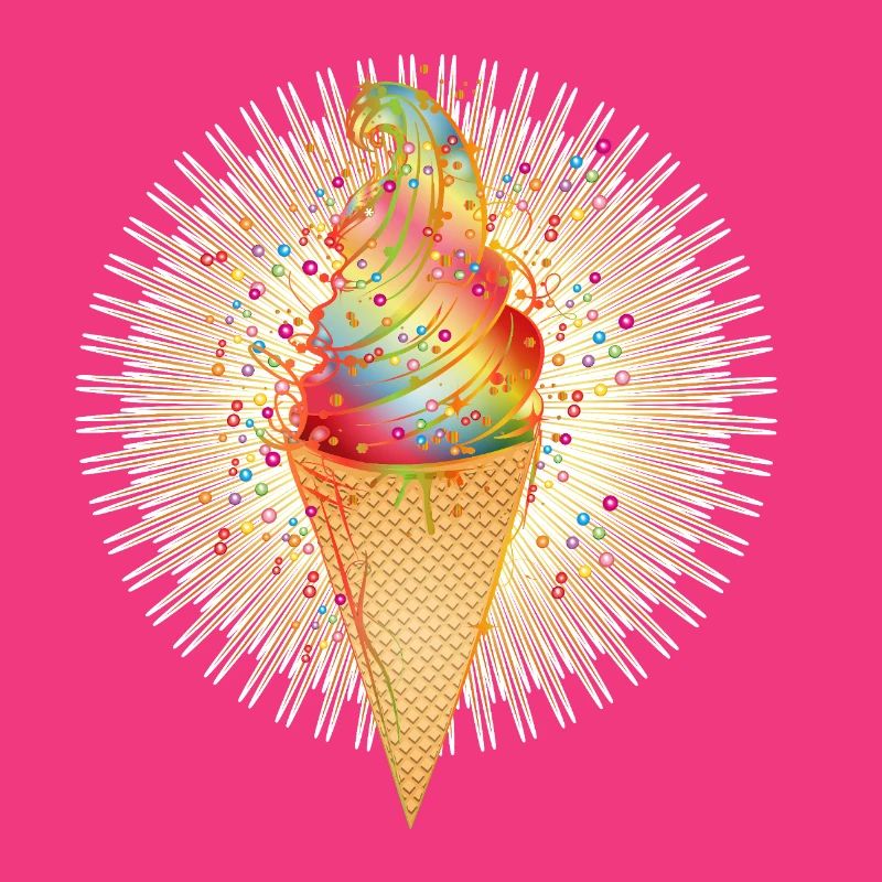 Fröhliches Softeis-Motiv mit Regenbogenfarben