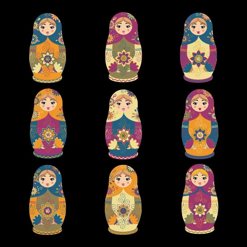 Traditional Russian Matryoshka Dolls Pattern