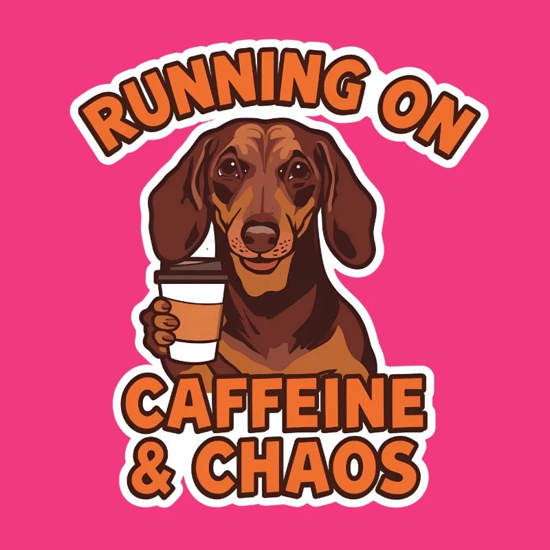 Dackel Running On Caffeine & Chaos Retro