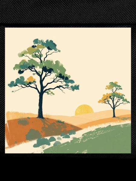 Pastell-Sonnenuntergangsbäume