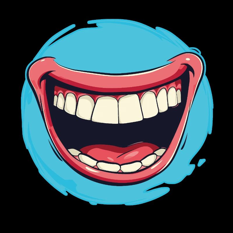 Laughing Cartoon mouth wide open with red lips