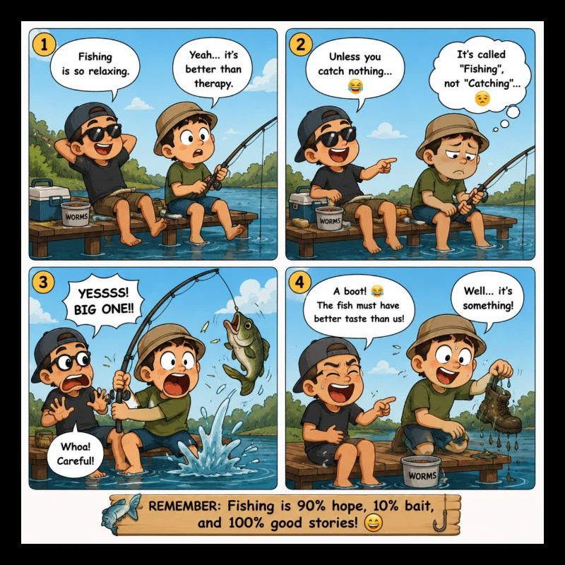 Relaxing Fishing Comic: Big Catch Lesson
