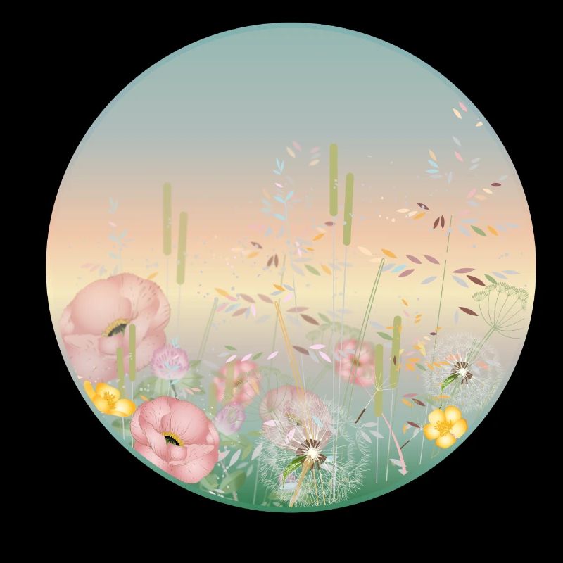 delicately blooming meadow in pastel colors in spring