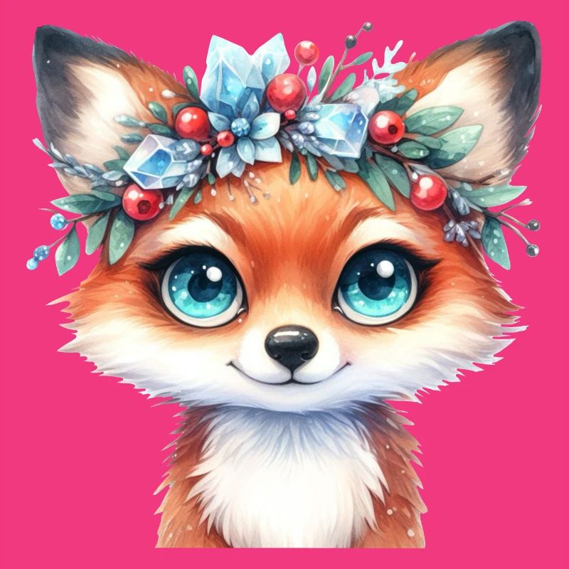 Winter Fox with Ice Crystal Crown