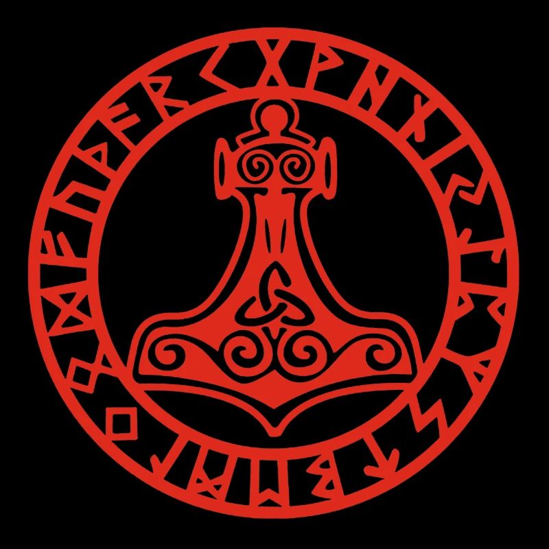 Red Viking hammer