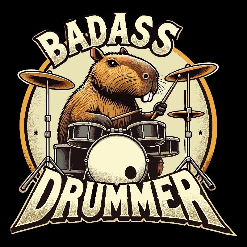 Badass Drummer Capybara cool gift