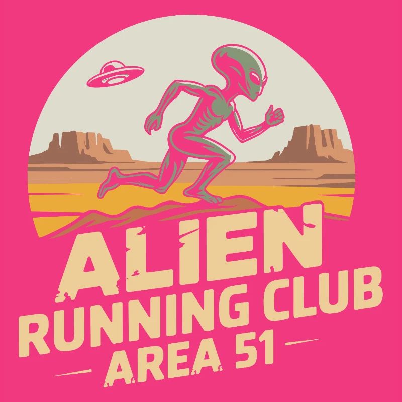 Funny Area 51 Alien UFO Running Runner