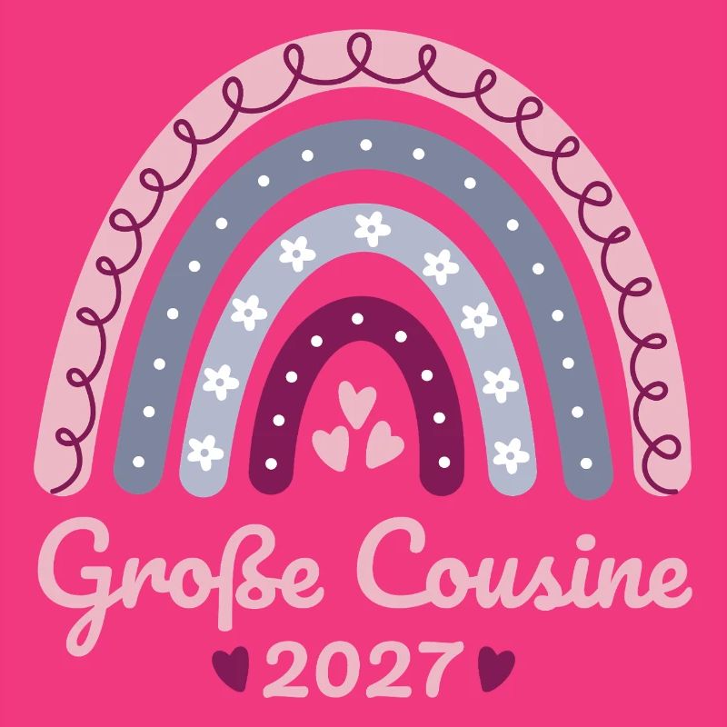 Große Cousine 2027 Boho Regenbogen pastell