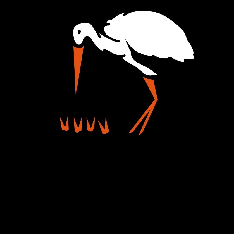 Storch und sein Nest mit Nachwuchs Graffiti