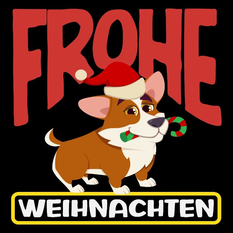 Merry Christmas Corgi with Santa Hat