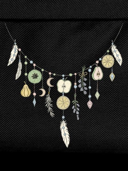 Delicate Fruit and Feather Necklace