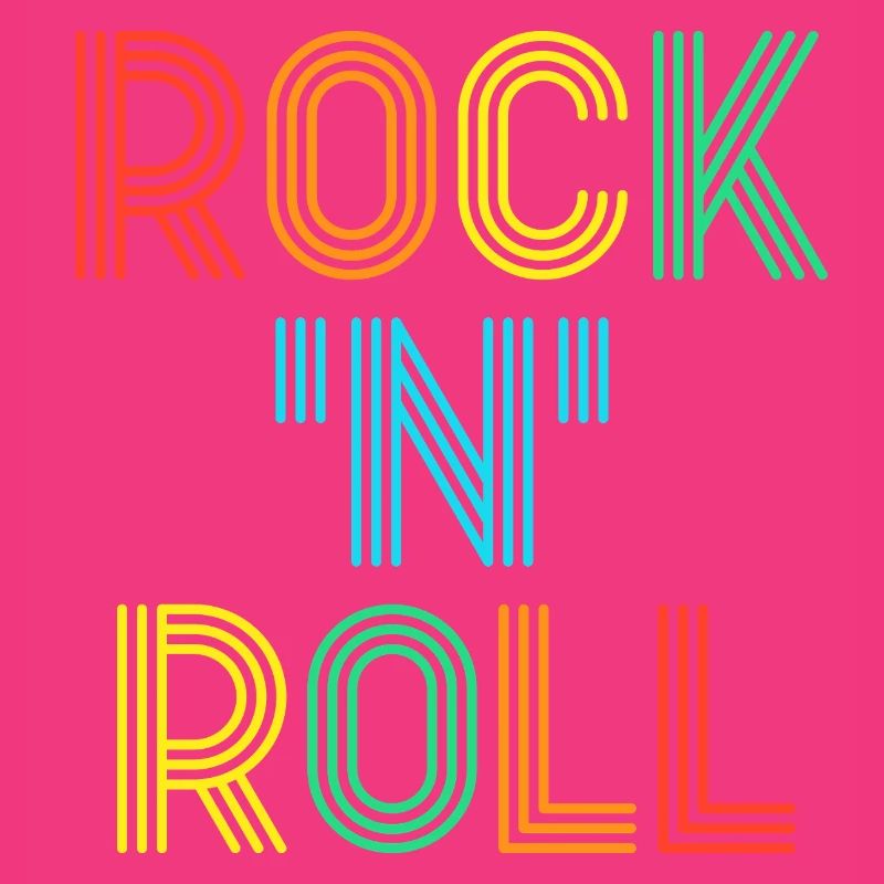 Rock'N'Roll Multicolored Retro Neon Text