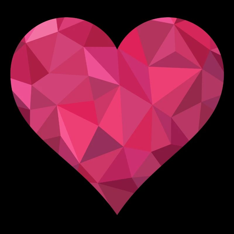 Heart Polygon Love Couples JGA Wedding Symbol Red