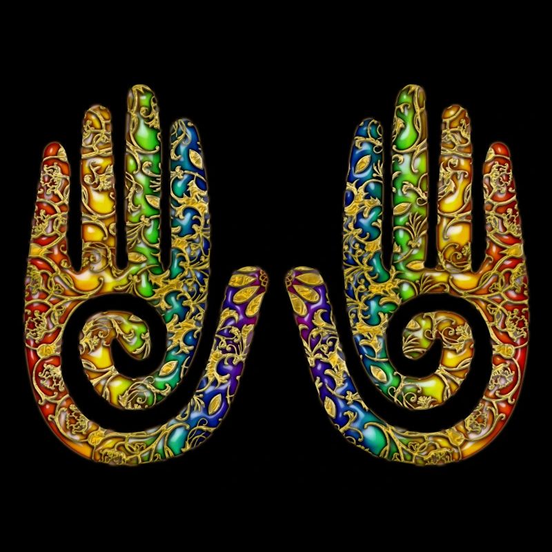 Healing energy spirals hands - Ornament