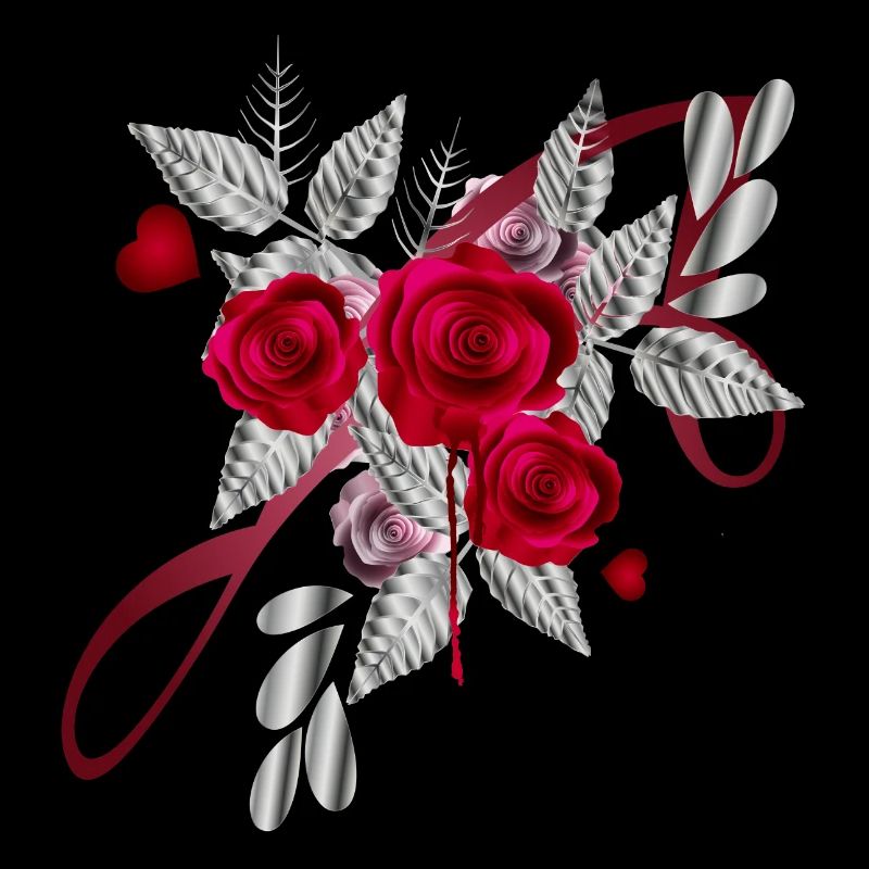 silver Valentine's Day bouquet with roses