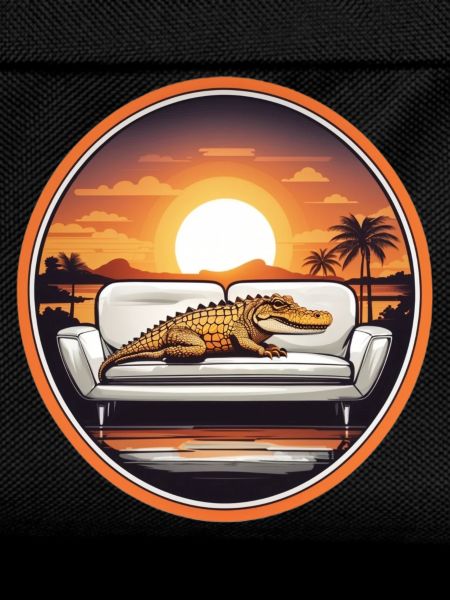 Alligator on sofa