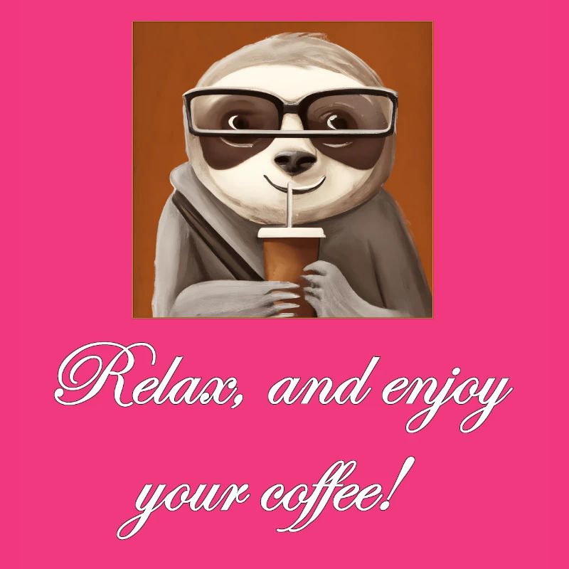 Faultier, das Kaffee trinkt.