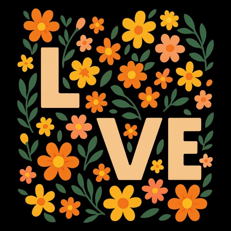 Love in Bloom – Florales Retro-Design