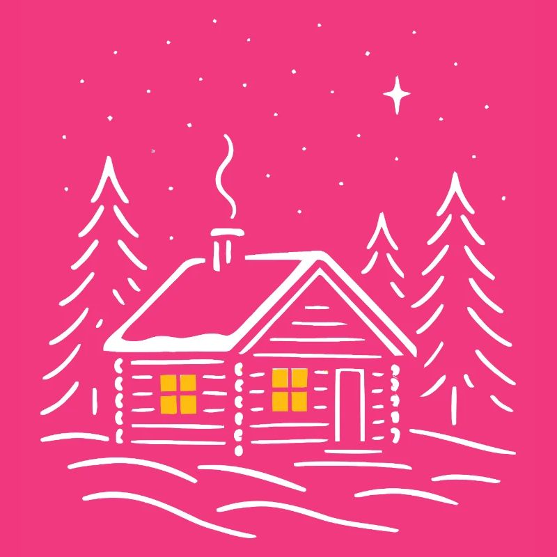 Cabane enneigée au clair des étoiles
