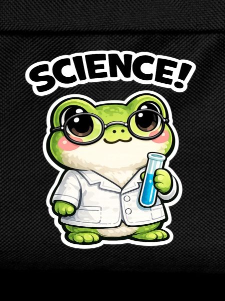 Science frog with glasses