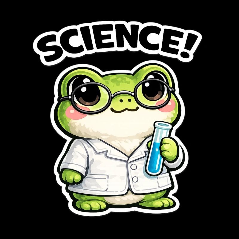 Science frog with glasses