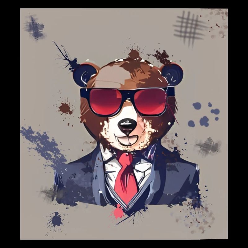 Bear with sunglasses tie and suit
