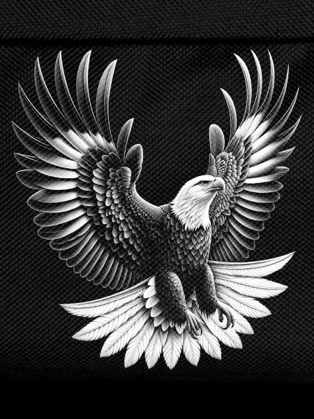 Proud bald eagle in flight