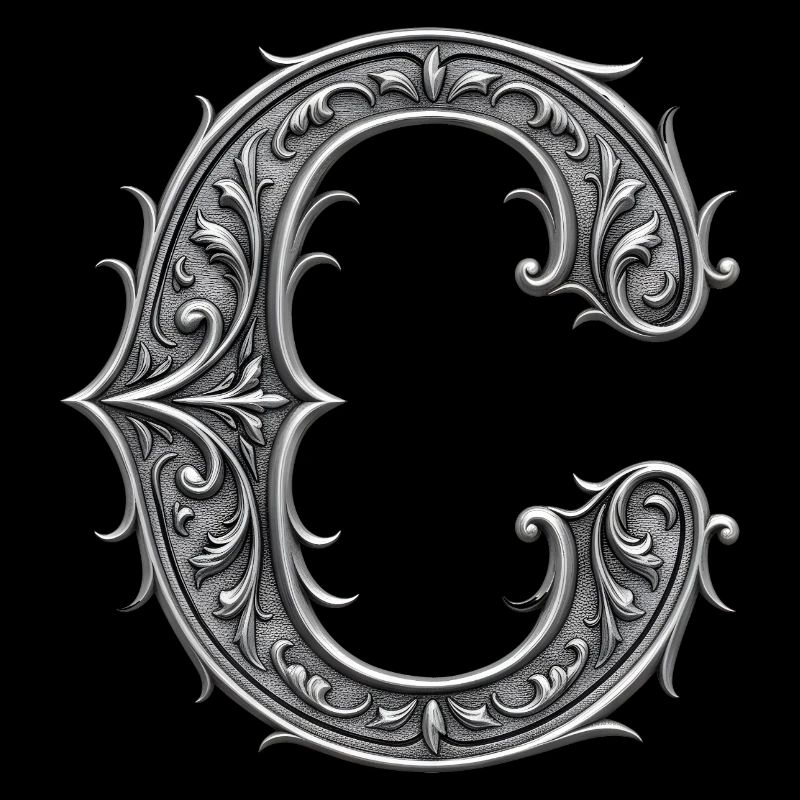der Buchstabe C Silber Metallic Ornament
