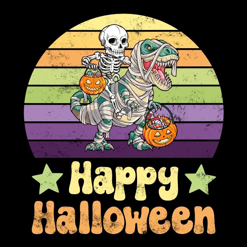 Halloween Skeleton on Dinosaur T-Rex